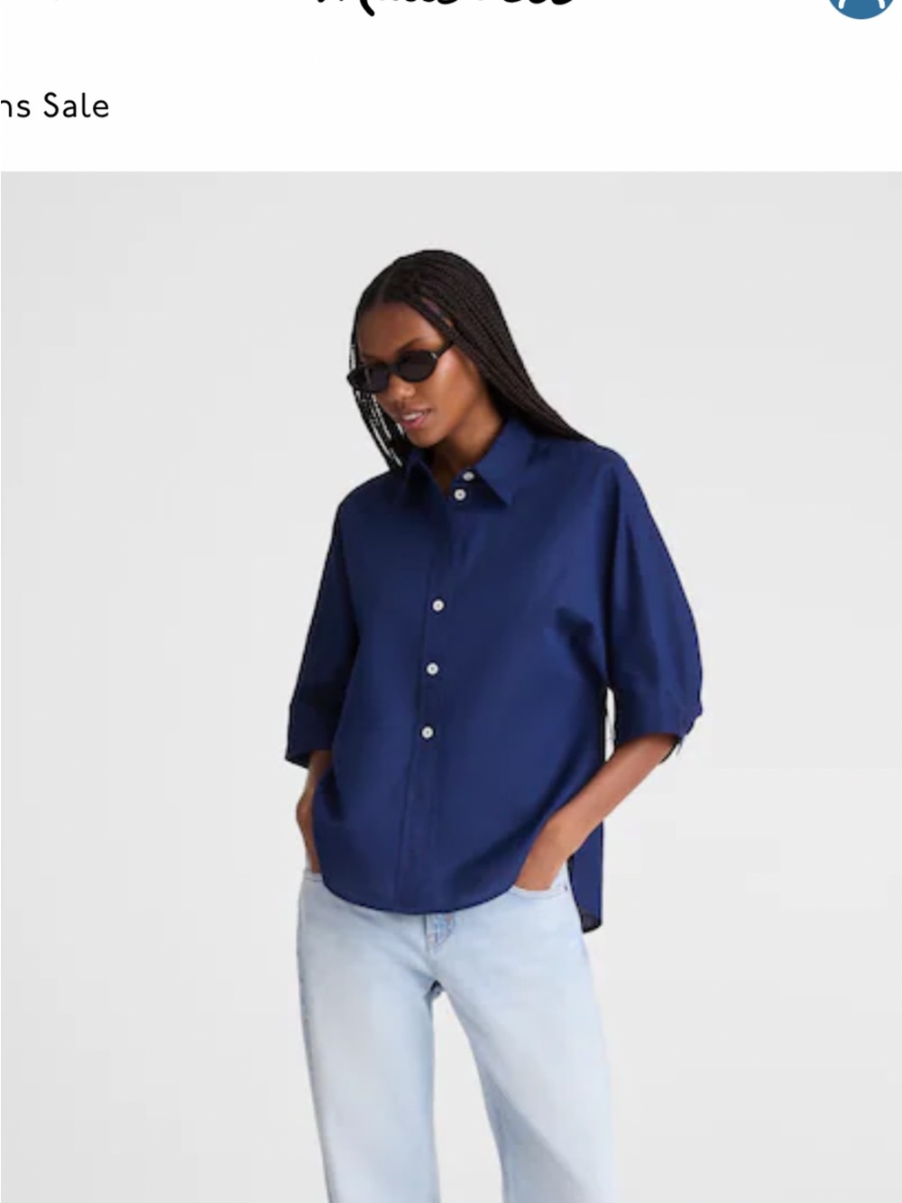 Madewell Relaxed Navy Blue Button-Down Shirt
